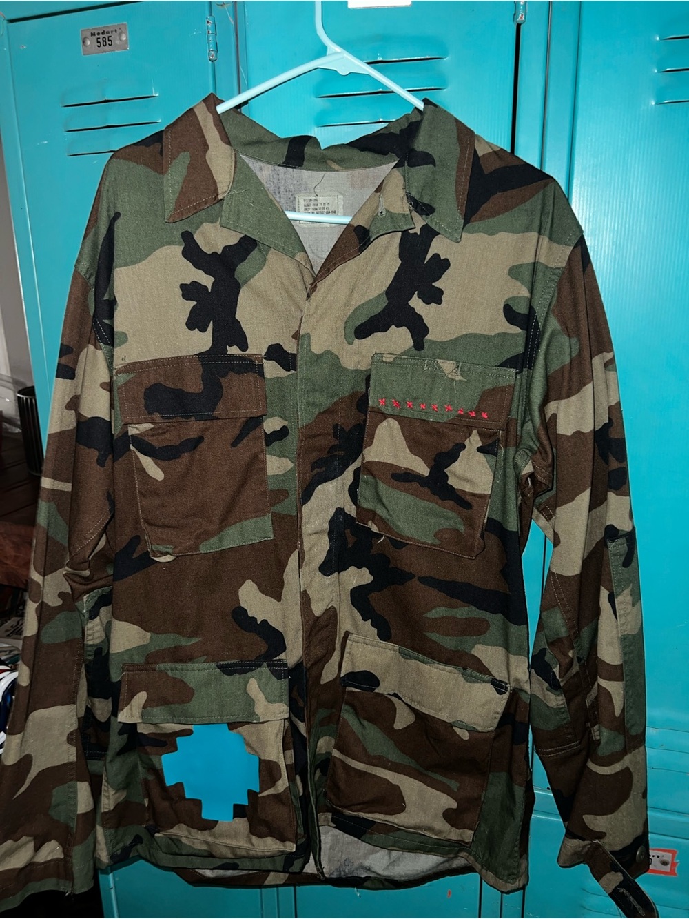 Repurposed Camouflage Utility Shirt Jacket - Green Camo